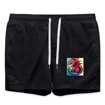 Drache - Badeshorts - Schwarz - Vorne - AI Model Male 185 light (185cm)