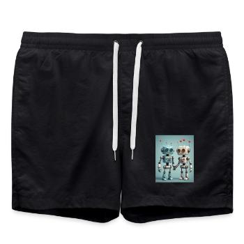 Robot Couple - Swim Trunks - black - Front - AI Model Male 185 light (185cm)