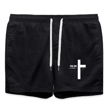 Vêtements chrétiens | AIMÉ - Foi - Short de bain - noir - Devant - AI Model Male 185 light (185cm)