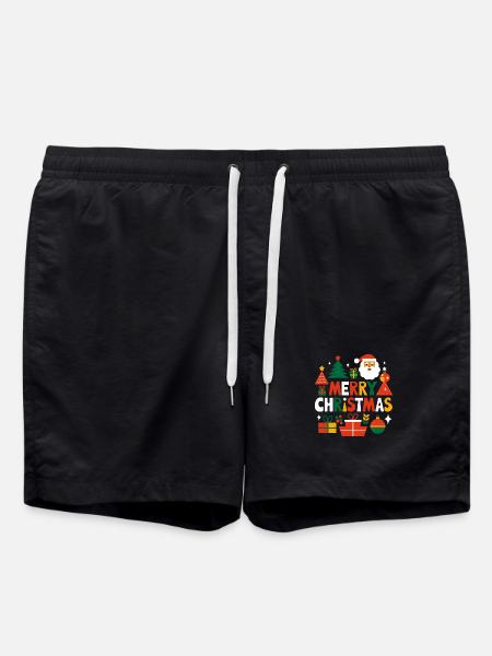 Vibrant Merry Christmas Design - Swim Trunks - black