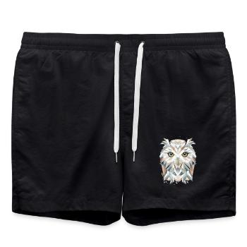Majestätische Schneeeule - Geometrische Eleganz - Badeshorts - Schwarz - Vorne - AI Model Male 185 light (185cm)