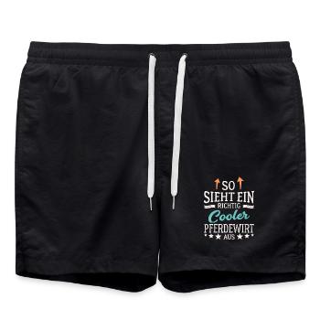 So sieht ein richtig cooler Pferdewirt aus Pferd - Badeshorts - Schwarz - Vorne - AI Model Male 185 light (185cm)
