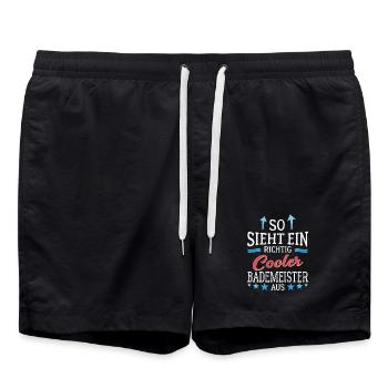 So sieht ein richtig cooler Bademeister aus - Badeshorts - Schwarz - Vorne - AI Model Male 185 light (185cm)