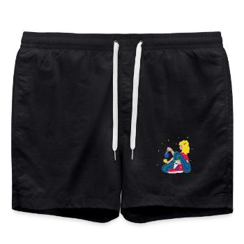 Fille de Noël avec des étoiles rouge-bleu-vert - Short de bain - noir - Devant - AI Model Male 185 light (185cm)