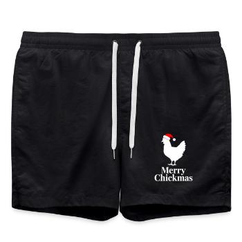 Poulet de Noël drôle joyeux Chickmas - Short de bain - noir - Devant - AI Model Male 185 light (185cm)