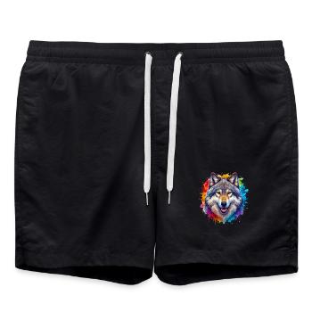Wolf - Badeshorts - Schwarz - Vorne - AI Model Male 185 light (185cm)