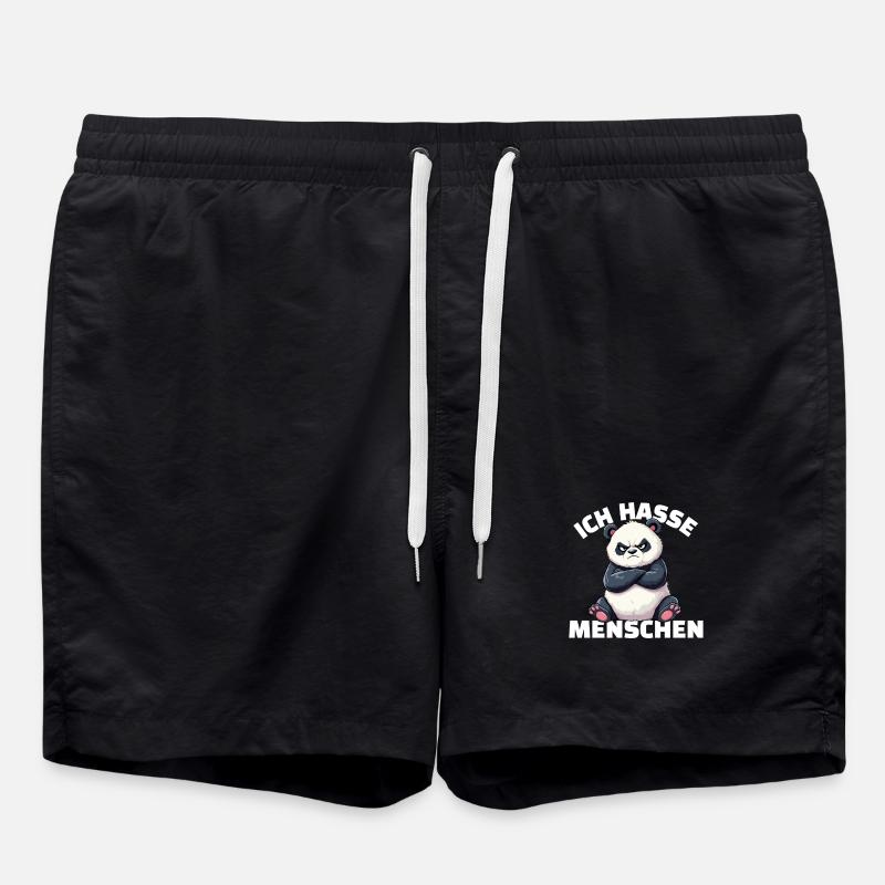 Grumpy Panda Hates People Design - Swim Trunks - black