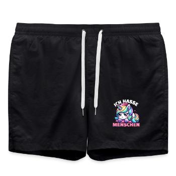 Grumpy unicorn is annoyed by people - Swim Trunks - black - Front - AI Model Male 185 light (185cm)