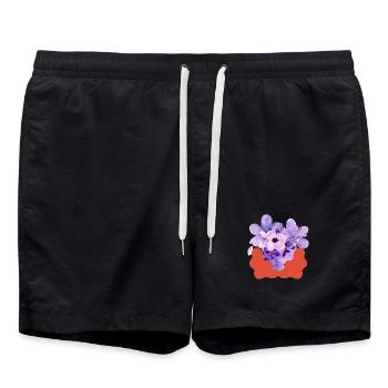 Purple Bloom with Coral Splash - Swim Trunks - black - Front - AI Model Male 185 light (185cm)