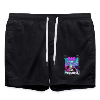 Bad Mechanics – Monkey Garage Style - Swim Trunks - black - Front - AI Model Male 185 light (185cm)