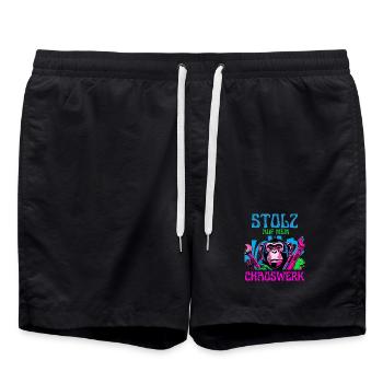 Stolz auf mein Chaoswerk – DIY Monkey - Badeshorts - Schwarz - Vorne - AI Model Male 185 light (185cm)