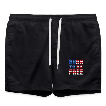 Born To Be Free Flagge der Vereinigten Staaten - Badeshorts - Schwarz - Vorne - AI Model Male 185 light (185cm)
