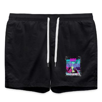 Hot Mechanics – Neon Monkey Garage Design - Swim Trunks - black - Front - AI Model Male 185 light (185cm)