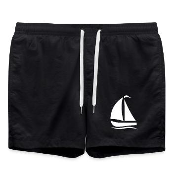 Silhouette de voilier minimaliste Mer du Nord - Short de bain - noir - Devant - AI Model Male 185 light (185cm)