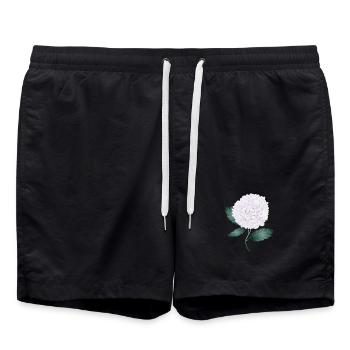 Fleur d’hortensia blanc – élégance et légèreté - Short de bain - noir - Devant - AI Model Male 185 light (185cm)