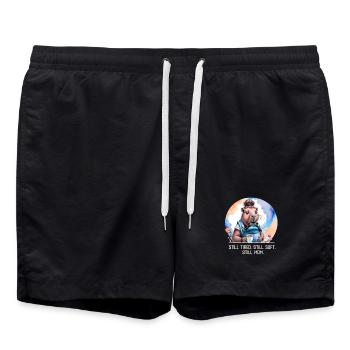 Toujours fatigué. Toujours doux. Toujours maman. Nouveau design de maman - Short de bain - noir - Devant - AI Model Male 185 light (185cm)