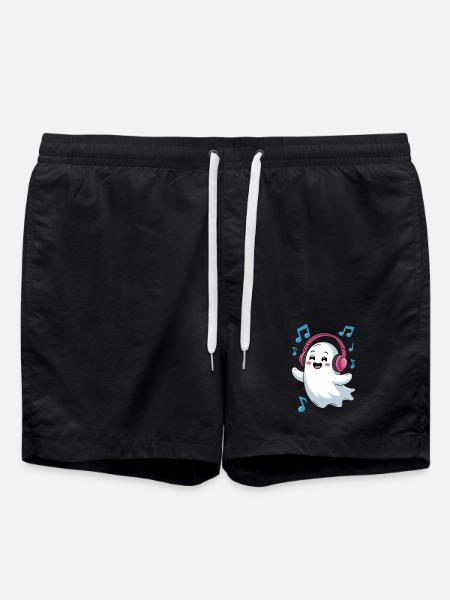 Music-loving Ghost with Headphones - Swim Trunks - black