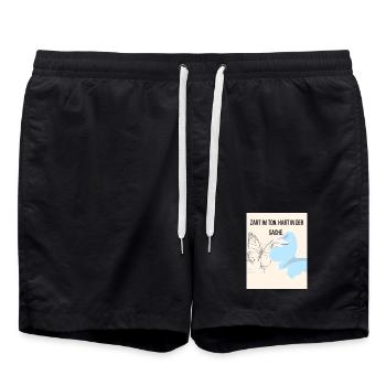 Empathie douce avec le papillon et la cigogne - Short de bain - noir - Devant - AI Model Male 185 light (185cm)