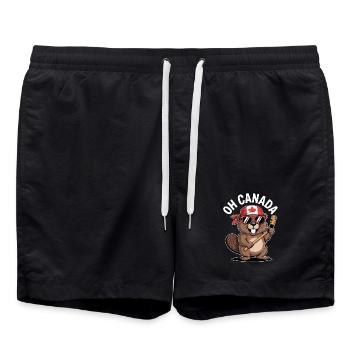 Castor humoristique avec une touche canadienne - Short de bain - noir - Devant - AI Model Male 185 light (185cm)