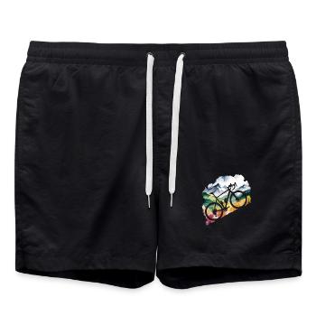 Mountainbike-Abenteuerszene - Badeshorts - Schwarz - Vorne - AI Model Male 185 light (185cm)