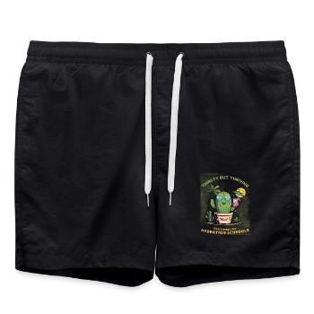 Sommerkaktus – Durstig, aber voller Leben - Badeshorts - Schwarz - Vorne - AI Model Male 185 light (185cm)