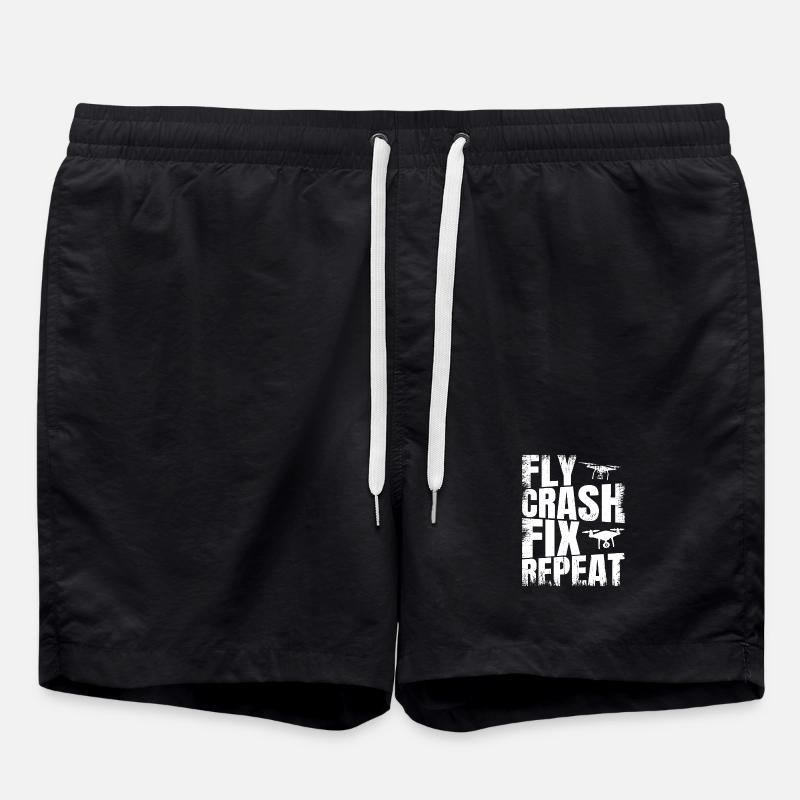 Fly_Crash_Fix_Repeat - Short de bain - noir