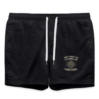 That's what I do - I fly drones and I know things - Swim Trunks - black - Front - AI Model Male 185 light (185cm)