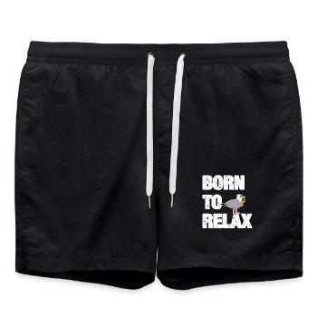 Born to Relax Möwe - Badeshorts - Schwarz - Vorne - AI Model Male 185 light (185cm)