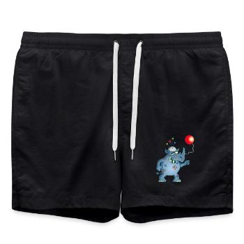 Rhinocéros et bilboquet - Short de bain - noir - Devant - AI Model Male 185 light (185cm)