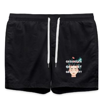 Watered, breathed, done - motivational saying - Swim Trunks - black - Front - AI Model Male 185 light (185cm)