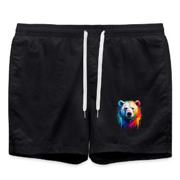 Bunter Eisbärenkopf mit Farbverlauf - Badeshorts - Schwarz - Vorne - AI Model Male 185 light (185cm)