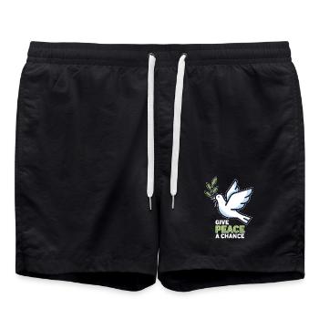 Dove of Peace Give Peace a Chance - Antiwar - Swim Trunks - black - Front - AI Model Male 185 light (185cm)