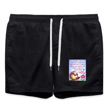 Joie de l’oiseau du matin - Short de bain - noir - Devant - AI Model Male 185 light (185cm)