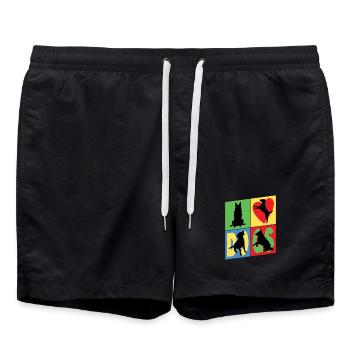 Dogs I Love Dogs Silhouettes Dog Mom Dog Dad - Swim Trunks - black - Front - AI Model Male 185 light (185cm)