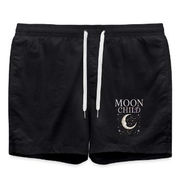 Moon Child – Mystic Spiritual Shirt with Mon - Swim Trunks - black - Front - AI Model Male 185 light (185cm)