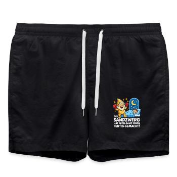 Der Sandzwerg schlägt zu ! - Badeshorts - Schwarz - Vorne - AI Model Male 185 light (185cm)