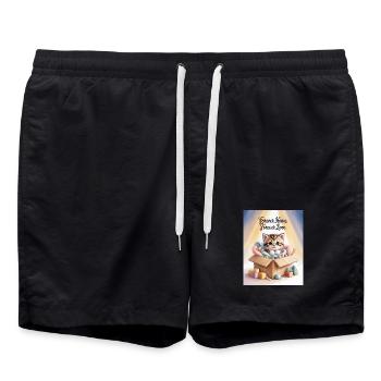 Chaton dans une boîte pour toujours - Short de bain - noir - Devant - AI Model Male 185 light (185cm)