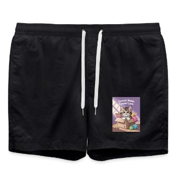 Forever Home Kitten in Box - Swim Trunks - black - Front - AI Model Male 185 light (185cm)