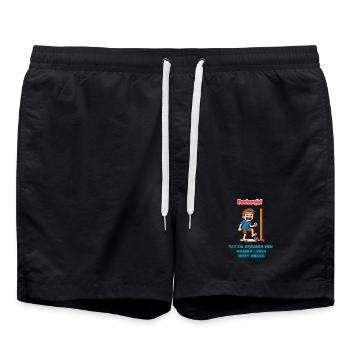 Pechvogel Ärger am Türrahmen Cartoon - Badeshorts - Schwarz - Vorne - AI Model Male 185 light (185cm)