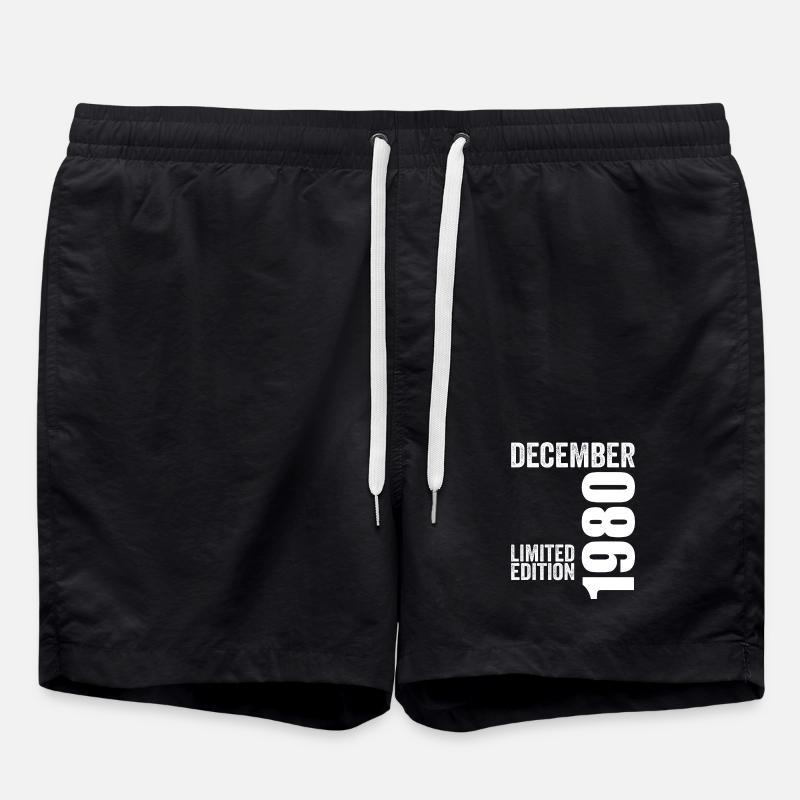 Retro Birthday Gift - December 1980 - Swim Trunks - black