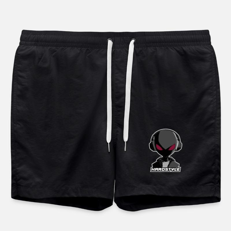 Hardstyle Alien – Conception musicale au casque - Short de bain - noir