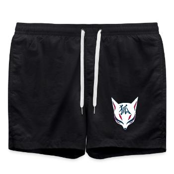 Japanese Fox manga - Swim Trunks - black - Front - AI Model Male 185 light (185cm)