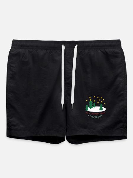 No Christmas sweater: trees and stars - Swim Trunks - black