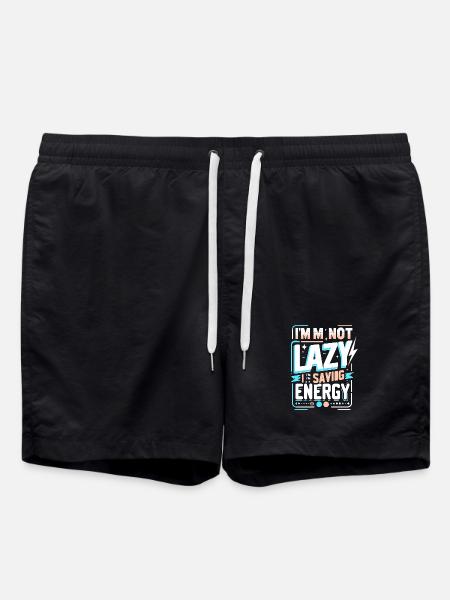 I'm not lazy – saving energy saying - Swim Trunks - black