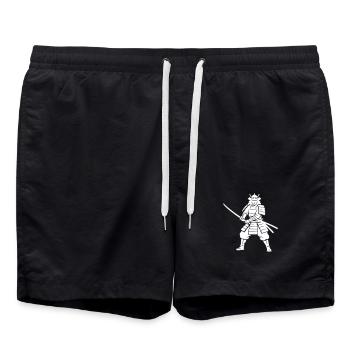 Samurai Krieger Vintage Grunge Vektor - Badeshorts - Schwarz - Vorne - AI Model Male 185 light (185cm)
