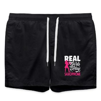 Saxophone fille Saxophoniste Soliste Membre du groupe - Short de bain - noir - Devant - AI Model Male 185 light (185cm)
