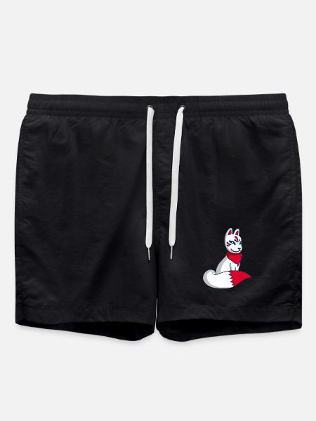 White and Red Fox manga - Swim Trunks - black