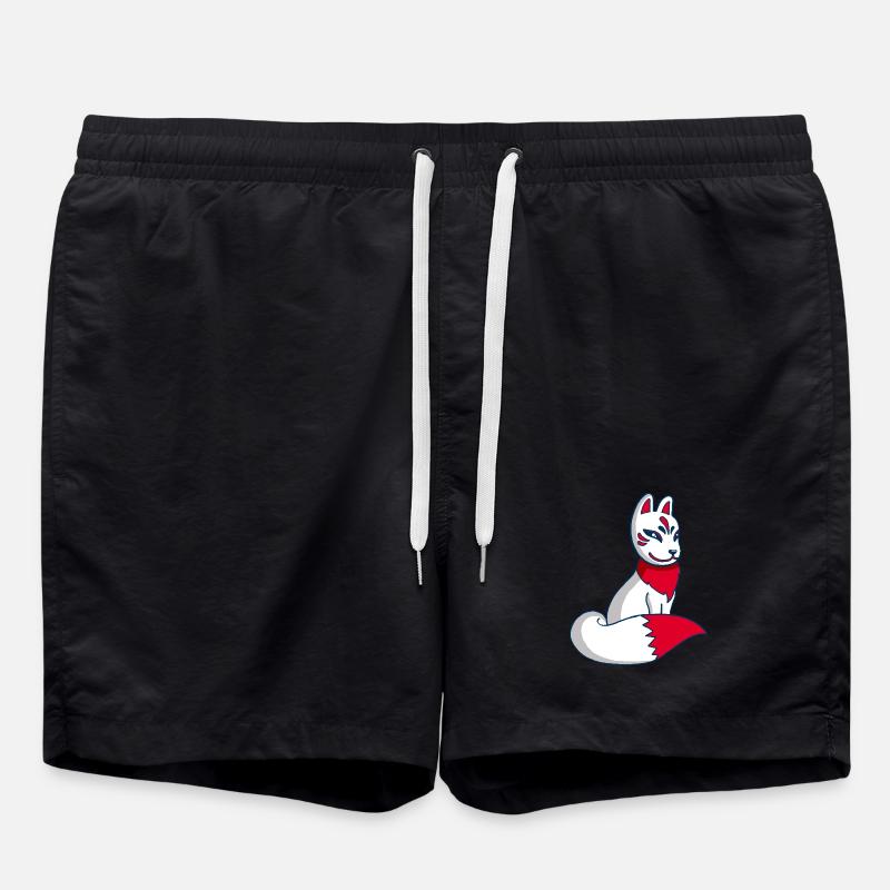 White and Red Fox Manga - Badeshorts - Schwarz