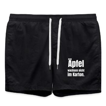 Äpfel wachsen nicht im Karton - Badeshorts - Schwarz - Vorne - AI Model Male 185 light (185cm)