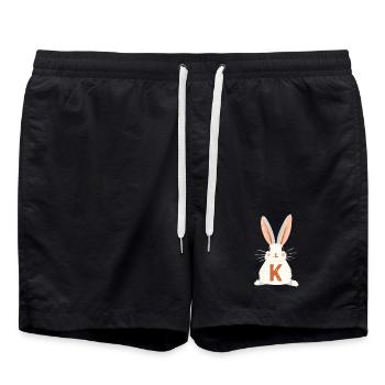 K -Letter - Bunny - Personalizable - Swim Trunks - black - Front - AI Model Male 185 light (185cm)